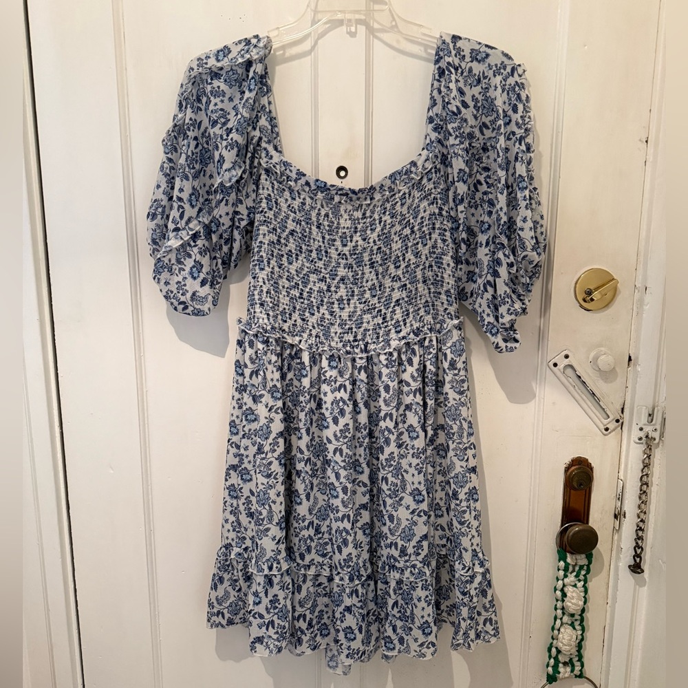Floral Blue and White Dress